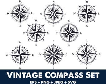 Lot de svg boussole, boussole collection svg, svg boussole vintage ensemble, svg boussole nautique, silhouette boussole, boussole aventure