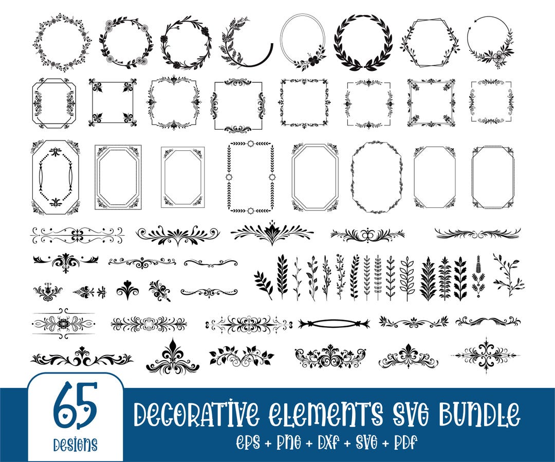 Decorative Elements Svg Bundle, Text Divider Svg, Elements Svg Bundle ...
