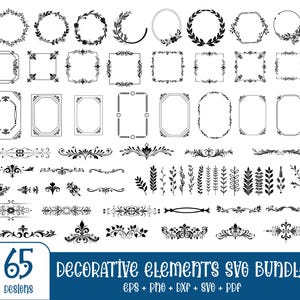 Decorative Elements svg Bundle, Text Divider svg, Flourishes svg, Elements svg Bundle, Ornaments svg, Decorative Elements Cut File