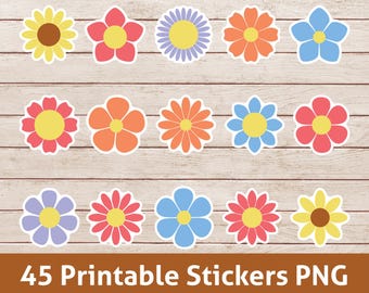 Retro Blume png Bundle, Boho Blume Clipart, Blume png, Retro Blume Aufkleber png, Blume Silhouette, Blume geschnitten, digitaler Download