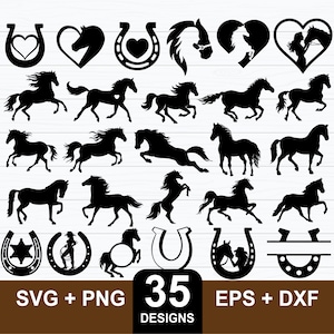 35 Horse SVG,  Horse Silhouette, Horseshoe SVG, Horse Head svg,, Horse Lover svg, Horse vector, Cut files for Cricut, Animal svg