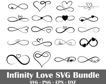 Paquete svg de amor infinito, paquete svg de amor, svg de amor, svg de amor de corazón, svg de boda, svg de San Valentín, silueta de amor infinito, descarga digital