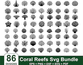 Coral Reef svg Bundle, Coral svg Bundle, Coral Silhouette, Coral Clipart, Coral Cut File, Coral Cricut, Digital Download