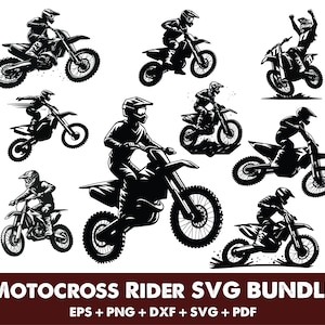 Motocross Rider svg Bundle, Dirt Bike Rider svg Bundle, Motorcycle Clipart, Dirt Bike svg, Bike svg, Motocross Rider Silhouette