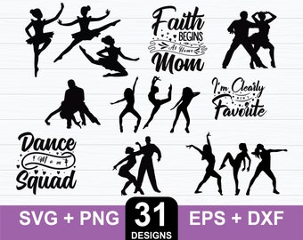 31 Paquete de svg de mamá de baile, paquete de svg de baile, archivo de corte de mamá de baile, cricut de baile, silueta de baile, imágenes prediseñadas de bailarina, cita de baile de mamá svg