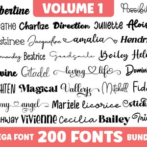 The Ultimate 200 Fonts, Procreate Font Bundle, Heart font, Cricut, Canva Font, Script Font, Digital Fonts, Crafting font, Digital Download