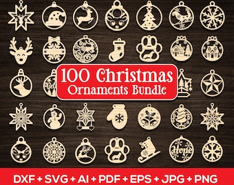 100 Christmas Ornaments svg Bundle, Christmas Ornaments Laser Cut File, Christmas Ball svg, Christmas Tree Ornaments svg, Christmas svg