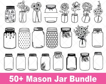 Mason Jar svg bundle, Mason Jar Silhouette Cut File, Mason Jar Cricut Cut File, Mason Jar Flowers svg Bundle, Mason Jar Cricut svg Bundle