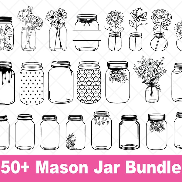 Mason Jar svg Bundle, Mason Jar Silhouette Cut File, Mason Jar Cricut Cut File, Mason Jar Blumen svg Bundle, Mason Jar Cricut svg Bundle