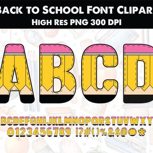 Back To School Font png, School Alphabet Letters And Numbers png, School Elements png, Doodle Alphabet png, School Alphabet Font png