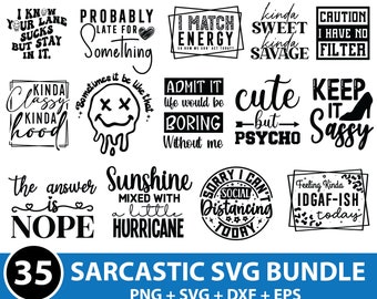 35 Sarcastic svg Bundle, Sarcasm svg Bundle, Sarcastic svg Bundle, Sassy svg Quotes svg Bundle, Silhouette svg, Funny svg Bundle, Cricut svg