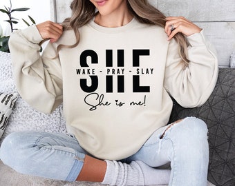 She Wake Pray Slay, She Is Me svg, Motivational svg, Prayer svg, She is Srong svg png, Inspirational Saying svg, Entrepreneur svg, Cricut