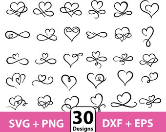 Paquete de corazón svg, Paquete de corazón de garabato svg, Corazón abierto svg, Corazón de San Valentín svg, Corazón dibujado a mano svg, Archivos de corte de corazón, Silueta de corazón svg