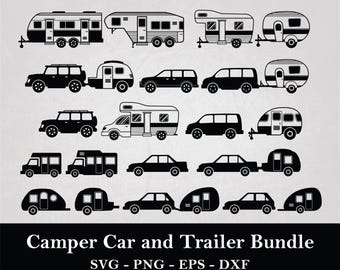 Camper Car svg Bundle, Anhänger svg, Plotterdatei Camping Wohnwagen svg, Camping Sprüche, Urlaub Camper svg, Digita Download
