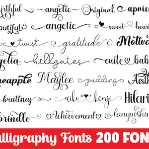 The Ultimate 200 Calligraphy Procreate Fonts, Procreate Font Bundle, Heart font, Calligraphy Font, Canva Font, Script Font, Digital Fonts