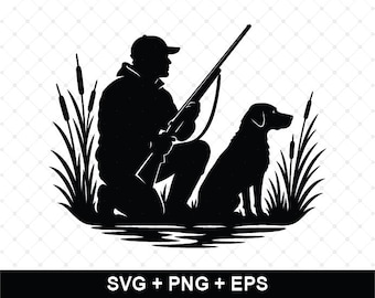 Duck Hunting SVG, Waterfowl Hunter Cut File, Hunting Dog SVG, Retriever Cricut Svg, Outdoorsman PNG, Hunting Retriever Cut File