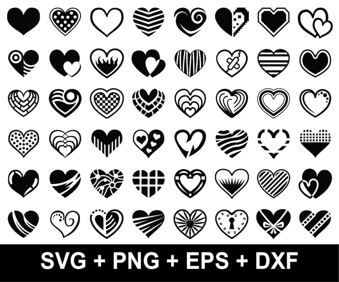 Heart Bundle Svg, Heart Design Collection Svg Bundle, Heart Silhouette ...