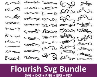 Flourish svg Bundle, 50 Swirl svg, Text Divider svg, Ornaments svg, Swirl svg, Decorative Elements svg, Swoosh svg, Flourish Silhouette