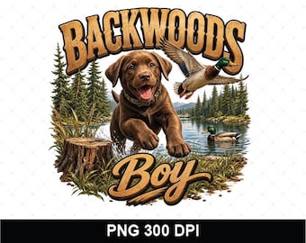 Backwoods Boy PNG, Hunting Dog Sublimation, Duck Hunting Shirt Design, Lab Retriever Graphic, Outdoor DTF Print, Instant Download