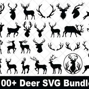 Deer SVG Bundle, Deer Clipart, Deer Forest svg, Cut files for Cricut, Forest svg, Forest Deer svg, Deer Head svg, Antlers svg, American Deer