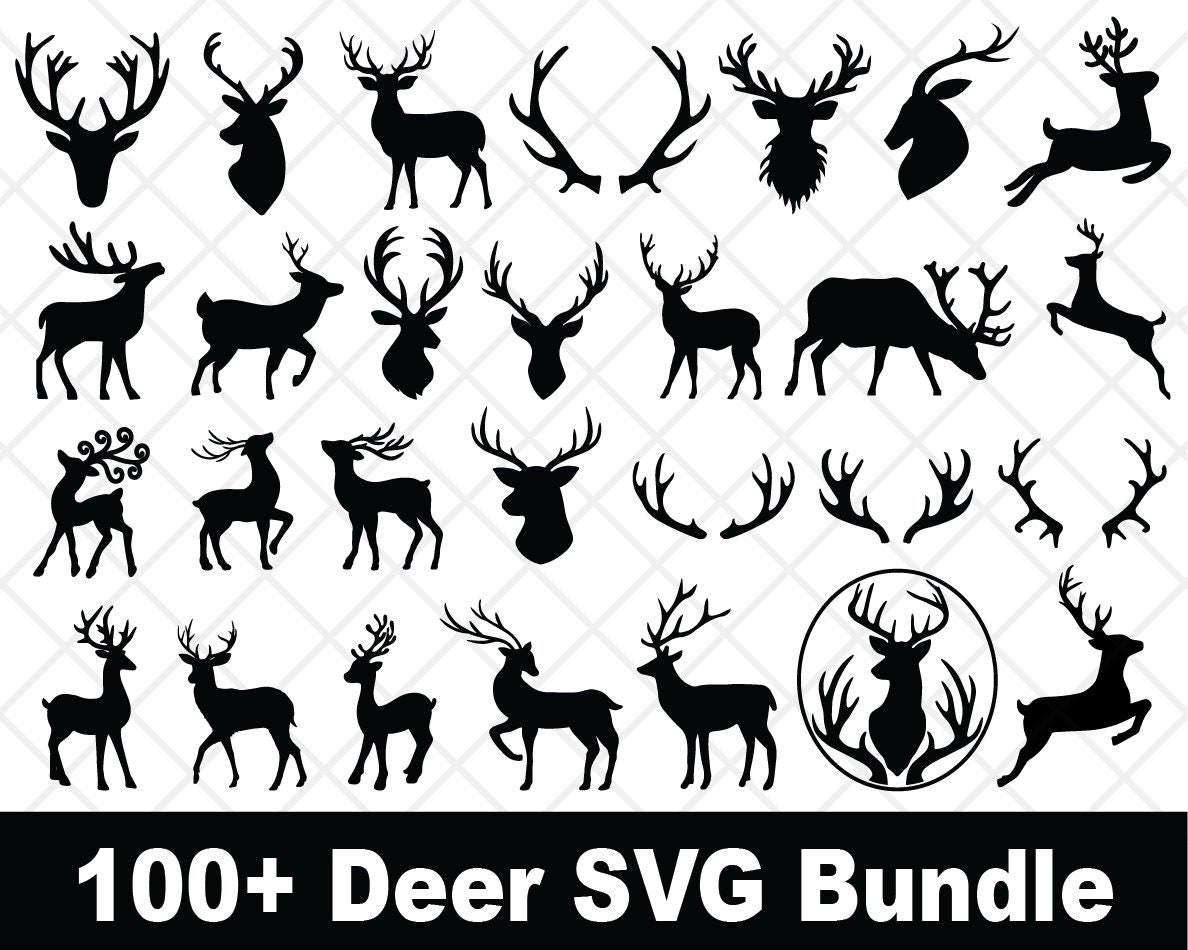 Deer SVG Bundle, Deer Clipart, Deer Forest svg, Cut files for Cricut, Forest svg, Forest Deer svg, Deer Head svg, Antlers svg, American Deer