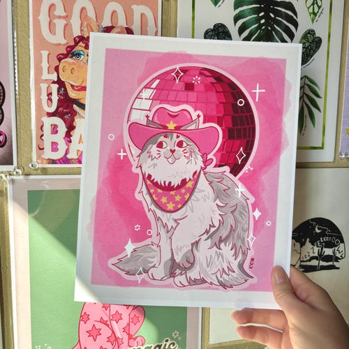 Disco Katze 8"x10" Kunstdruck