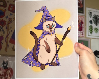 Impresión artística de Gato Mago de 8" x 10"