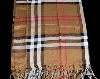 Beautiful Check Viscose Brown Scarf Hijab