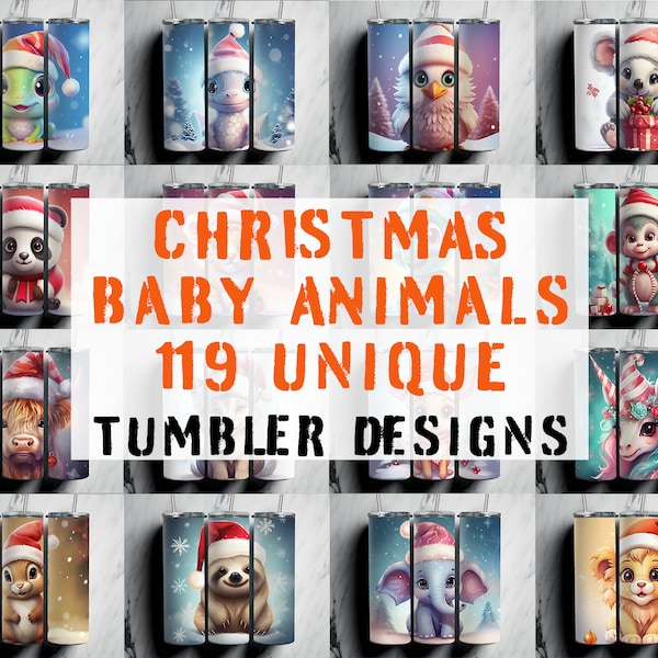 Christmas Baby Animals Tumbler Wrap Bundle, Christmas Bundle PNG, Baby Animals PNG, Christmas Wrap, Christmas PNG, Christmas Dog Png
