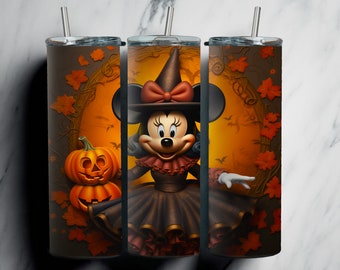 3D Minnie Mouse 20oz Skinny Tumbler Design, Minnie Mouse Tumbler Wrap, Halloween Tumbler Wraps, Fall Tumbler Design, Autumn Tumbler Wrap