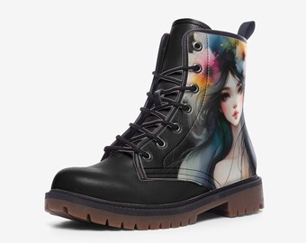 Fae Art Combat Boots: Vegan Leather Lightweight Streetwear