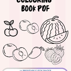 Fruit Coloring Pages for Kids- 14 Printable Fruit Designs - Fun Digital Coloring Book PDF