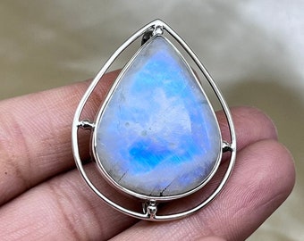 Rainbow Moonstone Brooch, 925 Sterling Silver Brooches, Celtic Shawl Pin Brooches, Boho Scarf Pin Brooches For Women, Pin Statement Brooches