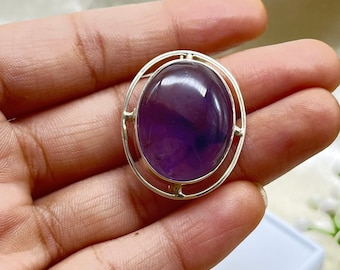 Genuine Amethyst Brooch, 925 Sterling Silver Brooch, Vintage Silver Brooches, Wedding Brooch For Groomsmen Gifts, Brooches For Shawl Pin