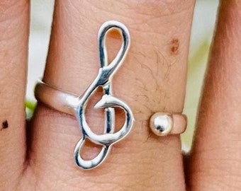 925 Solid Silver Music Sign Ring Music Lover Ring Musical Love Note Ring Stacking Silver Ring Gift for Musician Handmade Boho Ring Gift
