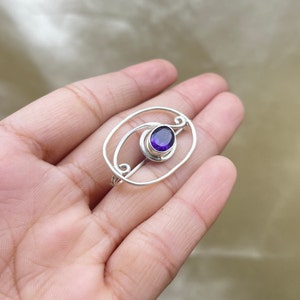 Genuine Amethyst Brooch, 925 Sterling Silver Brooch, Vintage Silver Brooches, Brooches For Women/Men, Celtic Silver Shawl Pin, Hair Clip zdjęcie 6