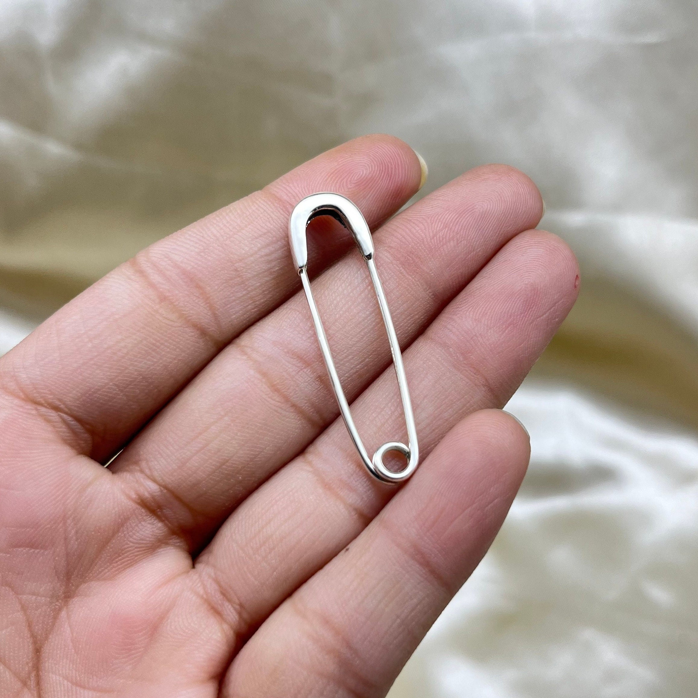 925 Sterling Silver Safety Pin Brooch, Simple Silver Safety Pin
