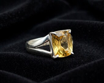Handmade Sterling Silver Citrine Ring, November Birthstone, Boho Style