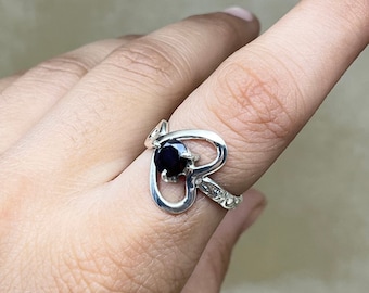Natural Garnet Silver Ring, Red Garnet Gemstone Ring, 925 Sterling Silver Ring, Heart Shape Garnet Ring, January Birthstone, Promise Ring
