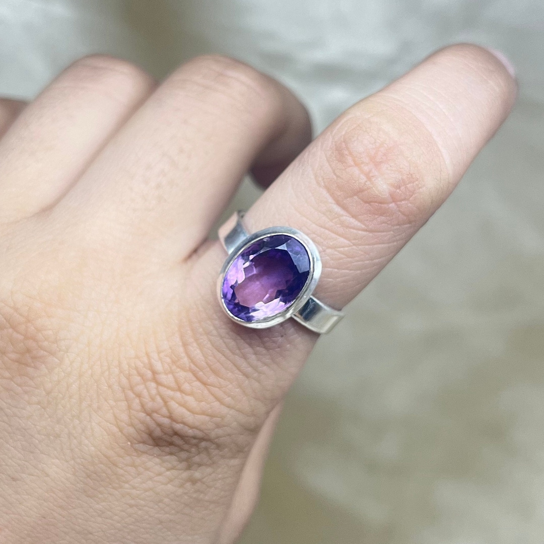 1.5 CT Genuine African Amethyst 925 Sterling Silver Ring - Size 5-10, Unbranded