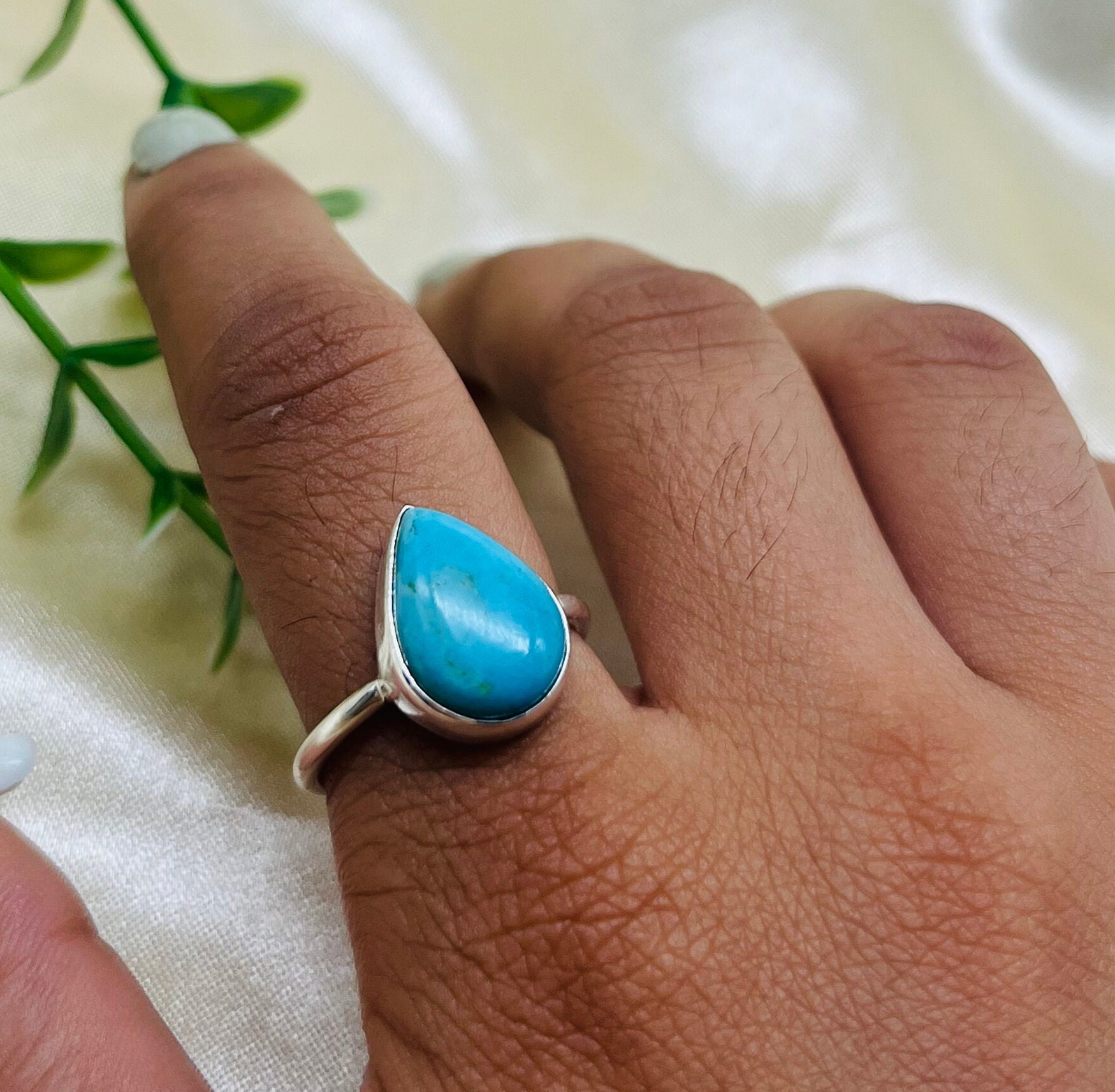 Arizona Turquoise Ring, Natural Blue Turquoise Ring, 925 Sterling