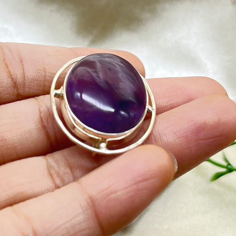 Genuine Amethyst Brooch, 925 Sterling Silver Brooch, Vintage Silver Brooches, Wedding Brooch For Groomsmen Gifts, Brooches For Shawl Pin zdjęcie 5