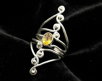 Handmade Oval Citrine Ring, Solid 925 Sterling Silver, November Birthstone