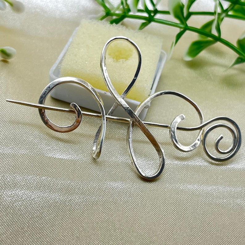 925 Sterling Silver Brooches, Vintage Silver Brooches, Silver Hair Stick Pin,Handmade Celtic Scarf pin ,Boho Silver Scarf Brooch Gifts image 8