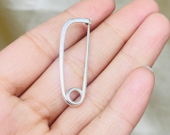 925 Sterling Silver Safety Pin Brooch, Simple Silver Safety Pin Brooches, Minimalist Modern Shawl Pin, Hammered Simple Classic Pin Brooch