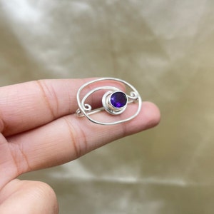 Echte Amethyst Brosche, 925 Sterling Silber Brosche, Vintage Silber Broschen, Broschen für Damen/Herren, keltische Silber Schalnadel, Haarspange Bild 3