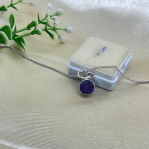 Natural Amethyst Silver Pendant, Solid 925 Silver Amethyst Pendant , Dainty Amethyst Pendant Round Cut Amethyst Pendant, Tiny Circle Pendant zdjęcie 10