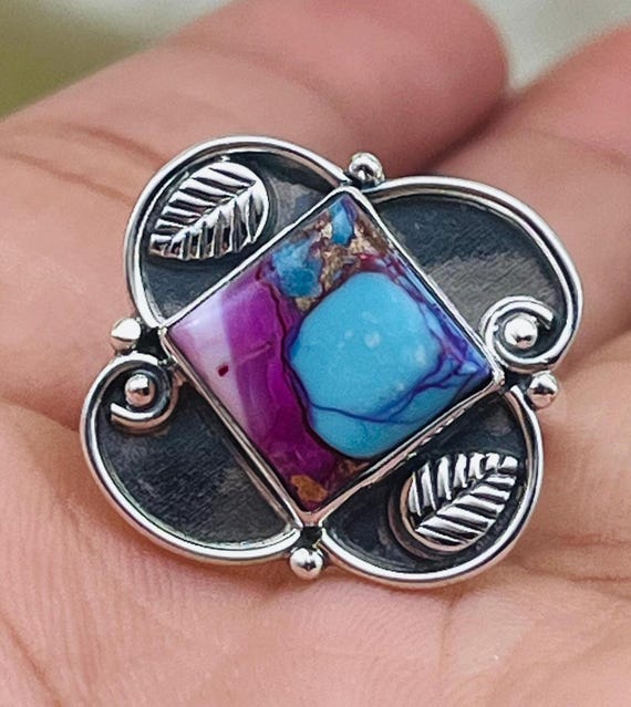 Auster Türkis Silberring 925 Sterlingsilber Türkis Edelstein