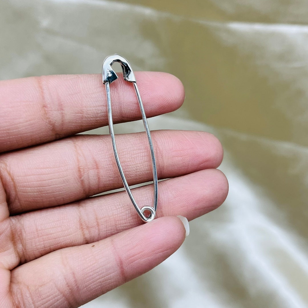 925 Sterling Silver Safety Pin Brooch, Handmade Sterling Silver Safety