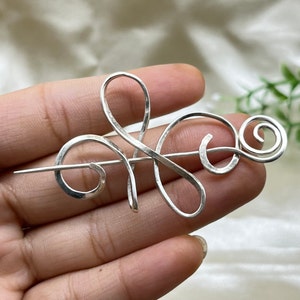 925 Sterling Silver Brooches, Vintage Silver Brooches, Silver Hair Stick Pin,Handmade Celtic Scarf pin ,Boho Silver Scarf Brooch Gifts image 4